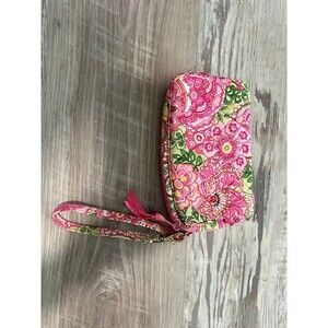 Vera Bradley Wristlet Pouch Paisley Pink Print like new with zipper